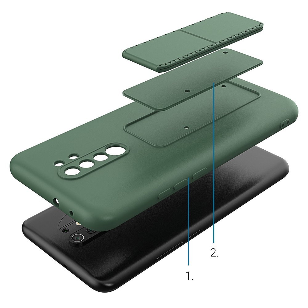 Pokrowiec etui silikonowe Wozinsky Kickstand Case czarne Xiaomi Redmi 9 / 3