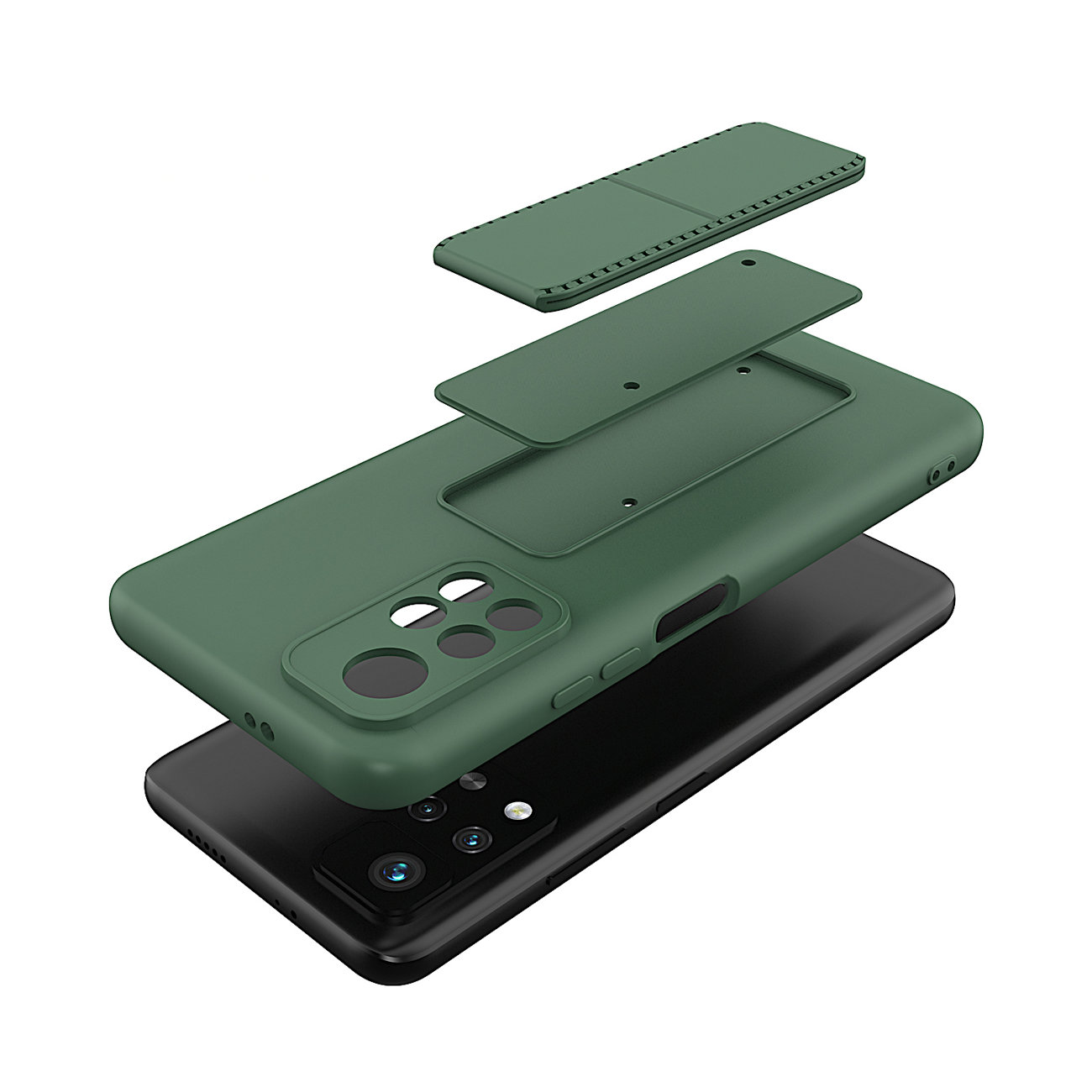 Pokrowiec etui silikonowe Wozinsky Kickstand Case czarne Xiaomi Redmi Note 11S / 6