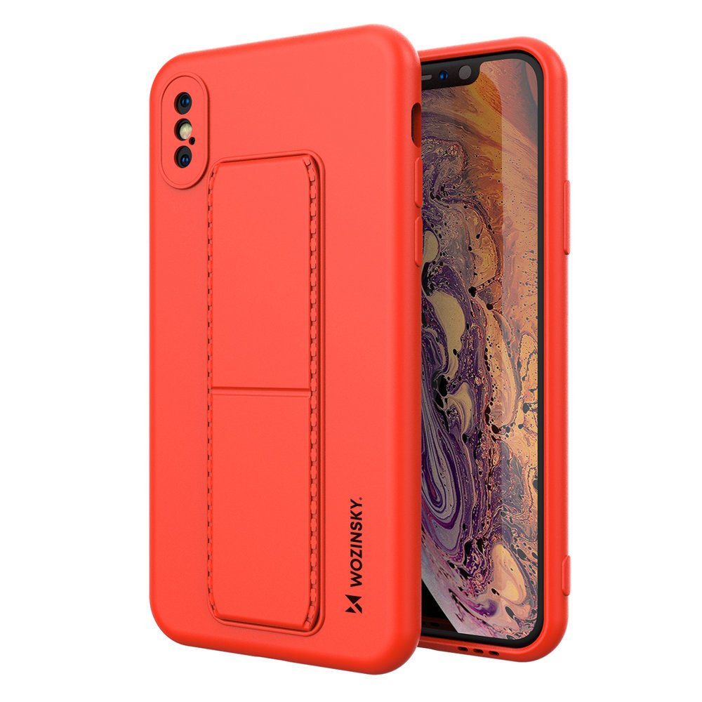 Pokrowiec etui silikonowe Wozinsky Kickstand Case czerwone APPLE iPhone X
