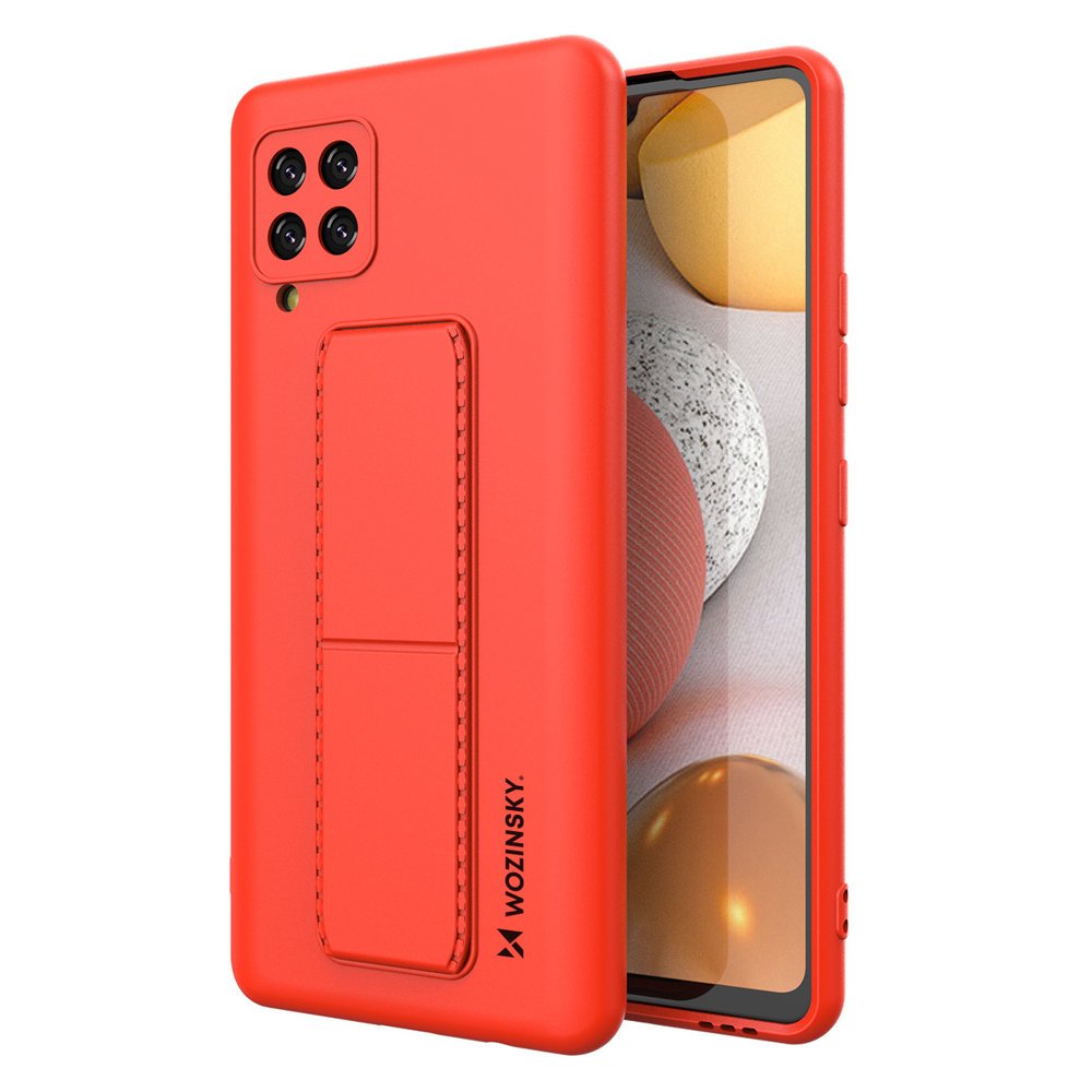 Pokrowiec etui silikonowe Wozinsky Kickstand Case czerwone SAMSUNG Galaxy A42 5G