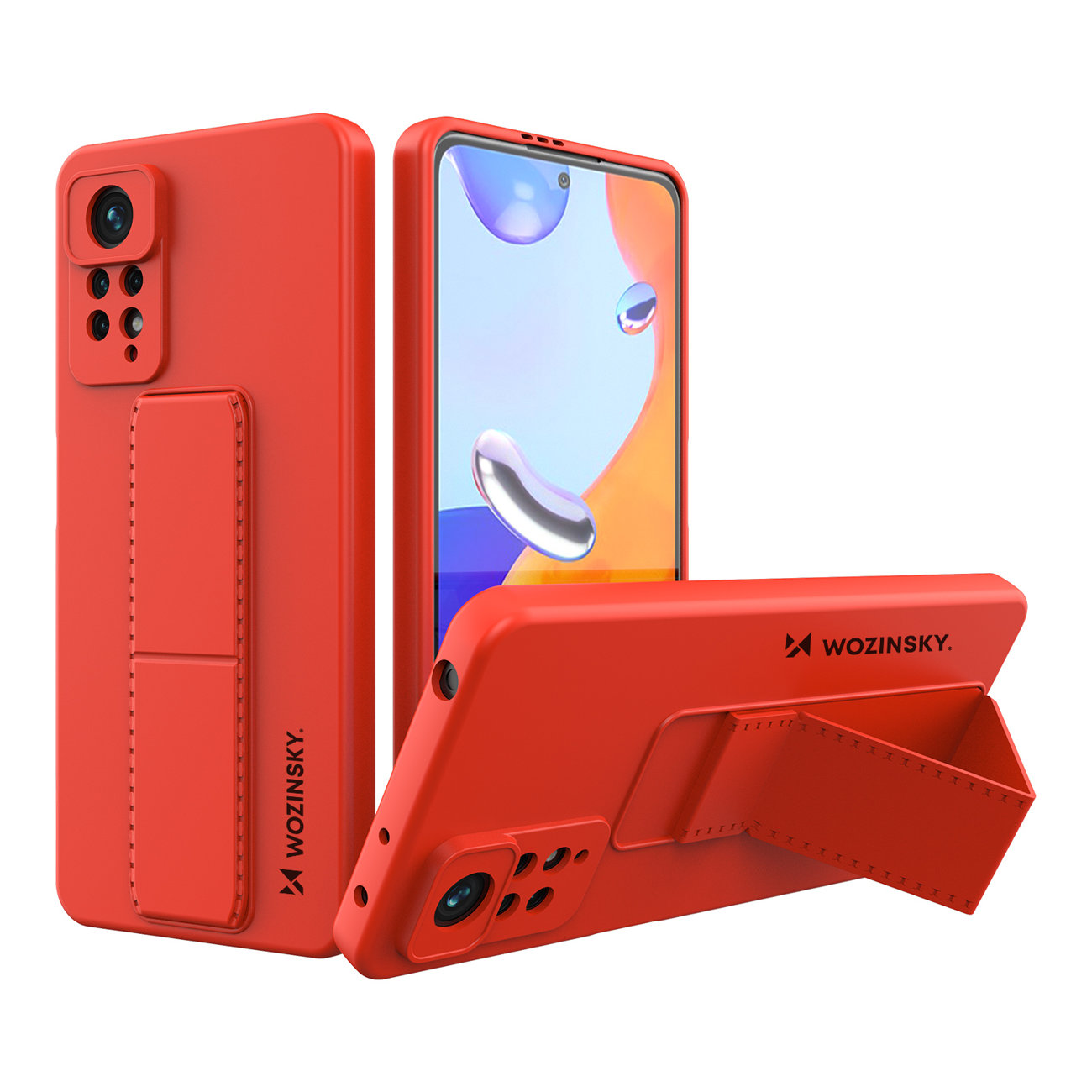 Pokrowiec etui silikonowe Wozinsky Kickstand Case czerwone Xiaomi POCO X4 Pro 5G