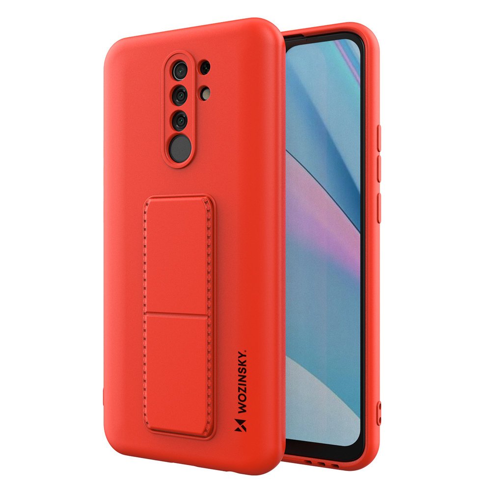 Pokrowiec etui silikonowe Wozinsky Kickstand Case czerwone Xiaomi Redmi 9