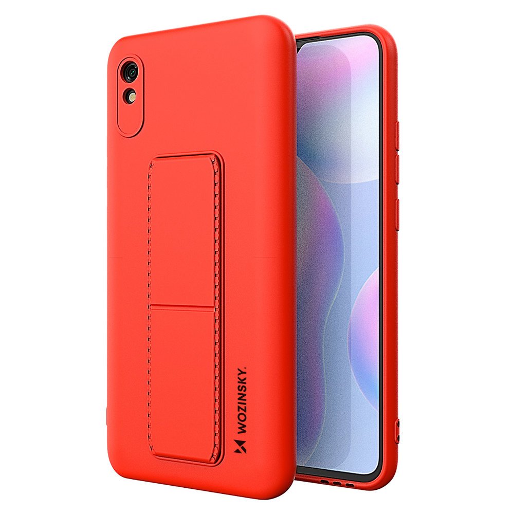 Pokrowiec etui silikonowe Wozinsky Kickstand Case czerwone Xiaomi Redmi 9A
