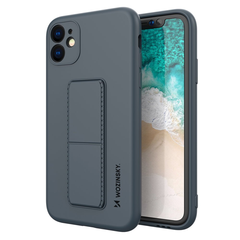 Pokrowiec etui silikonowe Wozinsky Kickstand Case granatowe APPLE iPhone 11 Pro