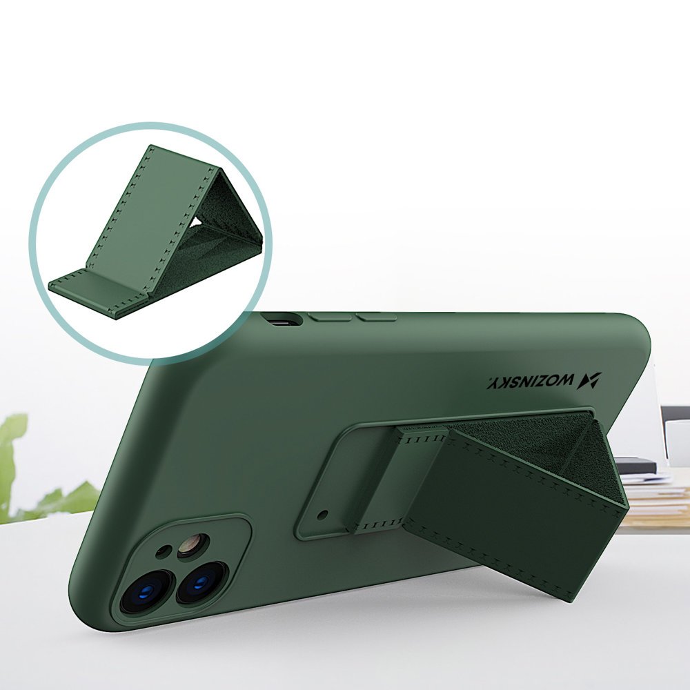 Pokrowiec etui silikonowe Wozinsky Kickstand Case granatowe APPLE iPhone 11 Pro / 2