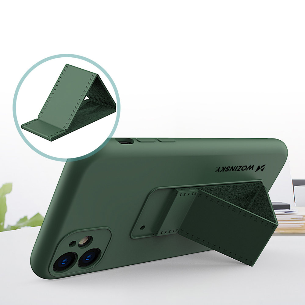 Pokrowiec etui silikonowe Wozinsky Kickstand Case granatowe APPLE iPhone 11 Pro Max / 2