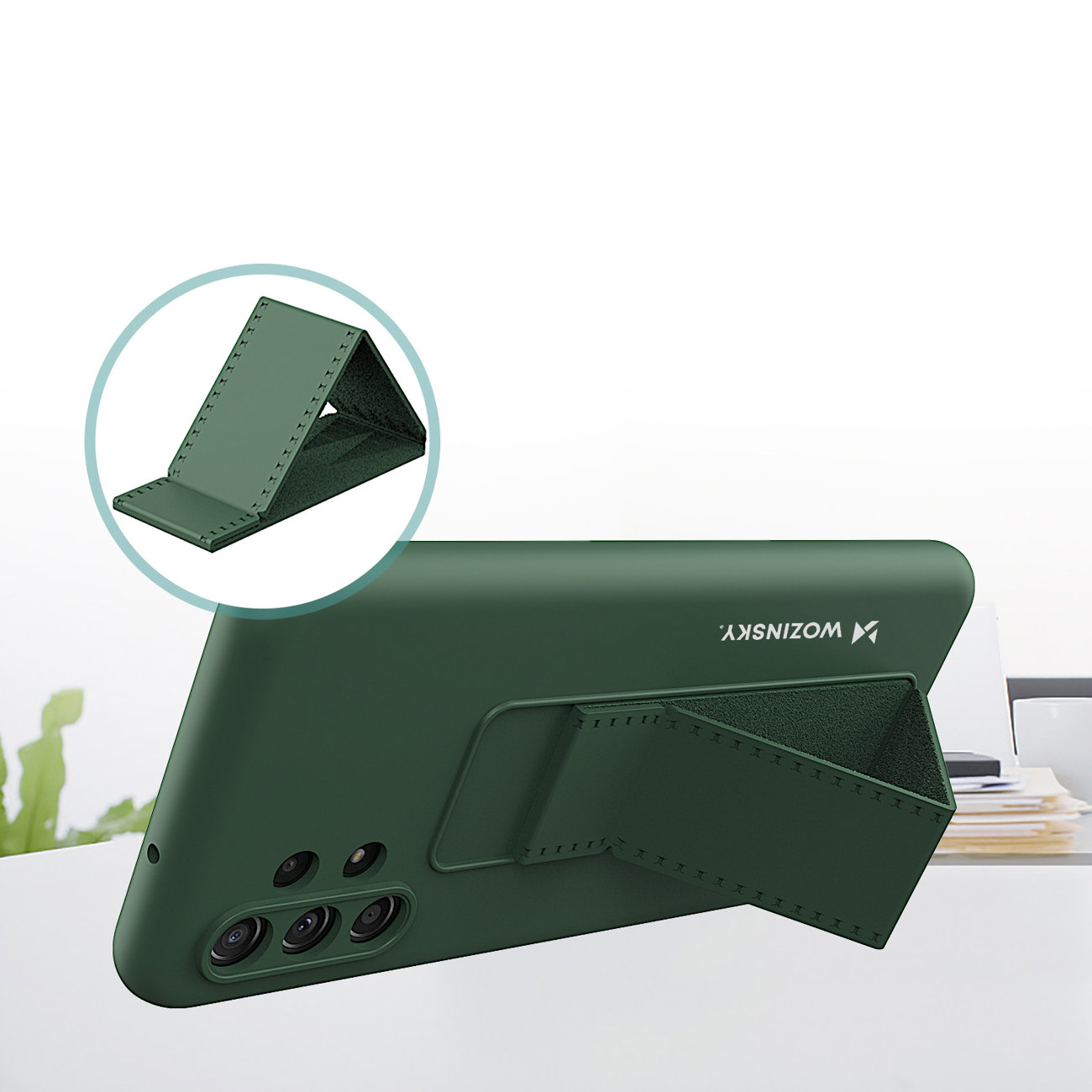 Pokrowiec etui silikonowe Wozinsky Kickstand Case granatowe SAMSUNG Galaxy S22 Ultra / 5