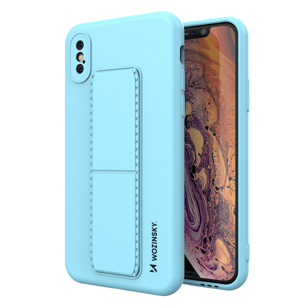 Pokrowiec etui silikonowe Wozinsky Kickstand Case niebieskie APPLE iPhone X