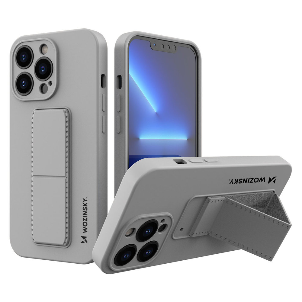 Pokrowiec etui silikonowe Wozinsky Kickstand Case szare APPLE iPhone 13 Pro Max