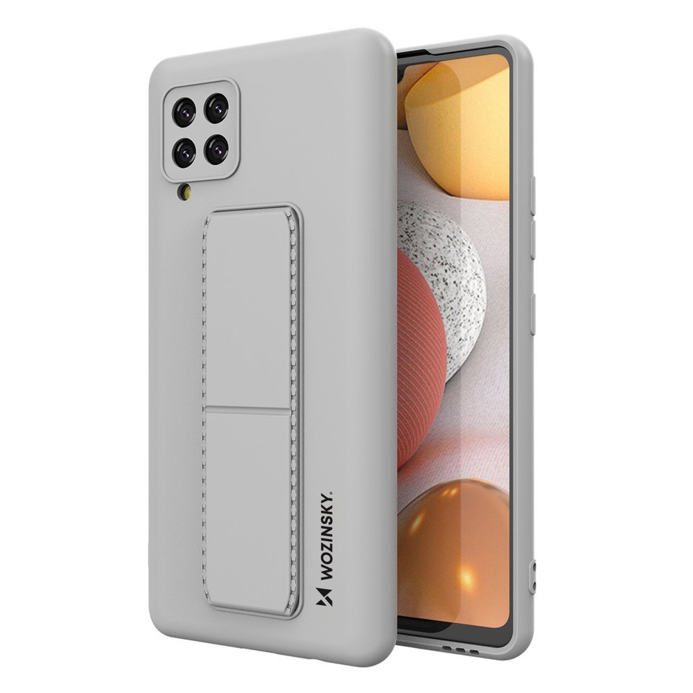 Pokrowiec etui silikonowe Wozinsky Kickstand Case szare SAMSUNG Galaxy A42 5G