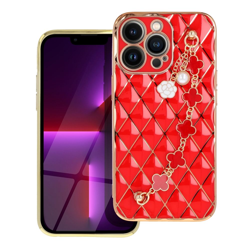 Pokrowiec etui silikonowe z acuszkiem Glamour czerwone APPLE iPhone 13 Pro