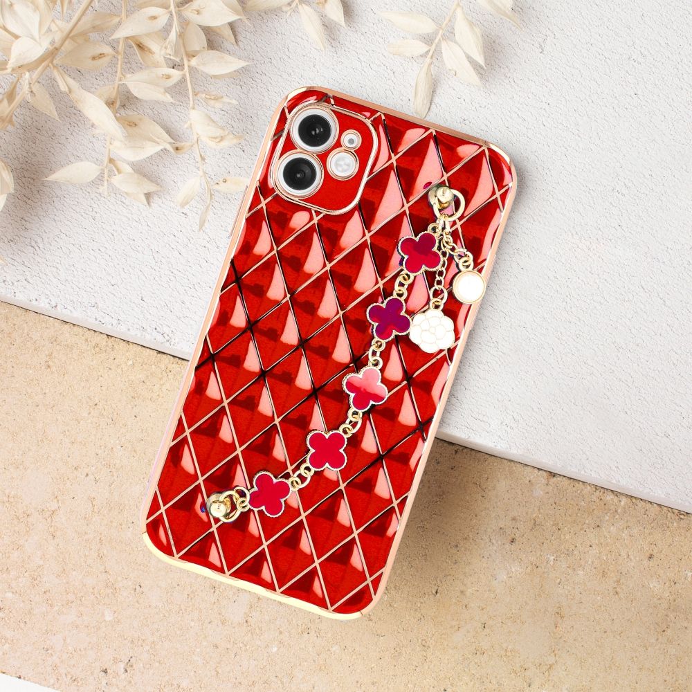 Pokrowiec etui silikonowe z acuszkiem Glamour czerwone APPLE iPhone 13 Pro / 5