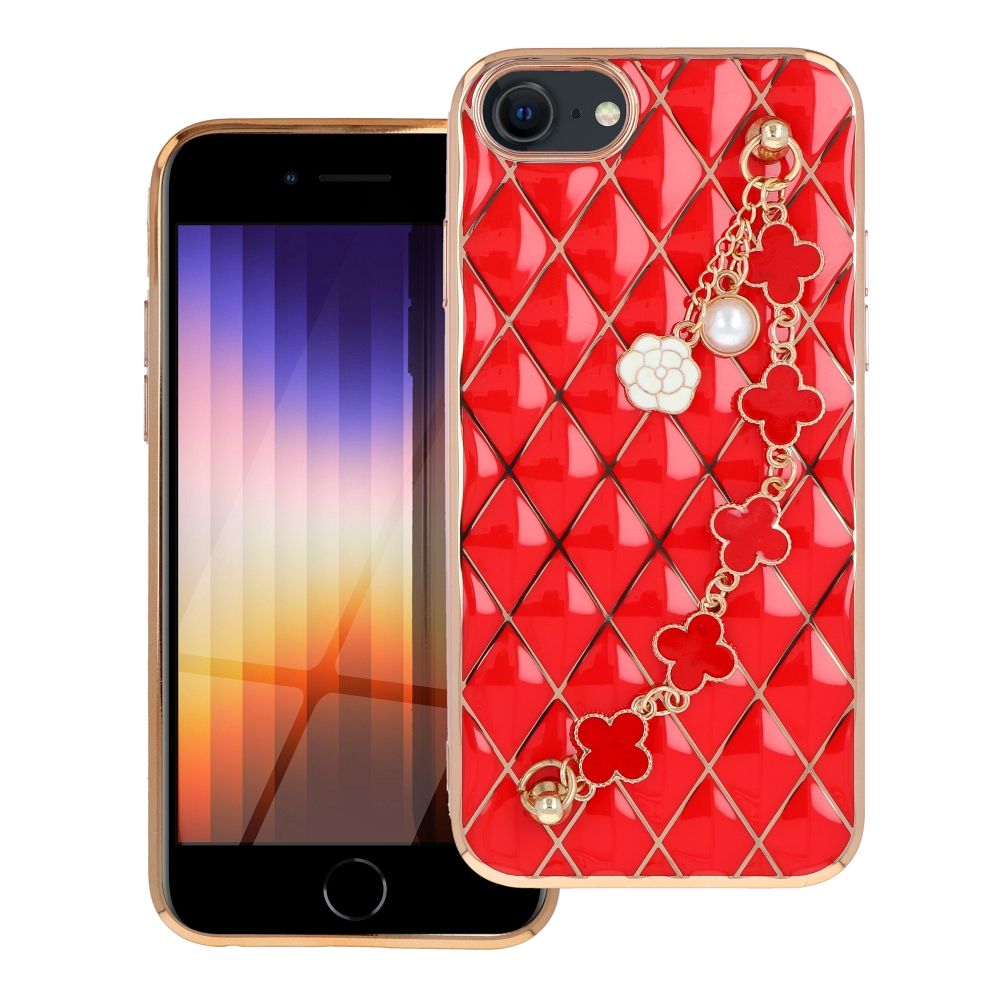 Pokrowiec etui silikonowe z acuszkiem Glamour czerwone APPLE iPhone SE 2022