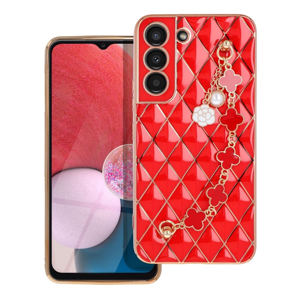 Pokrowiec etui silikonowe z acuszkiem Glamour czerwone SAMSUNG Galaxy S22