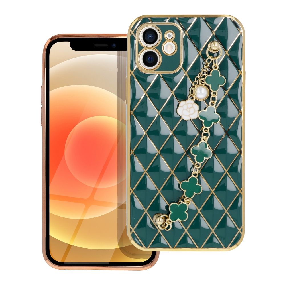 Pokrowiec etui silikonowe z acuszkiem Glamour zielone APPLE iPhone 12