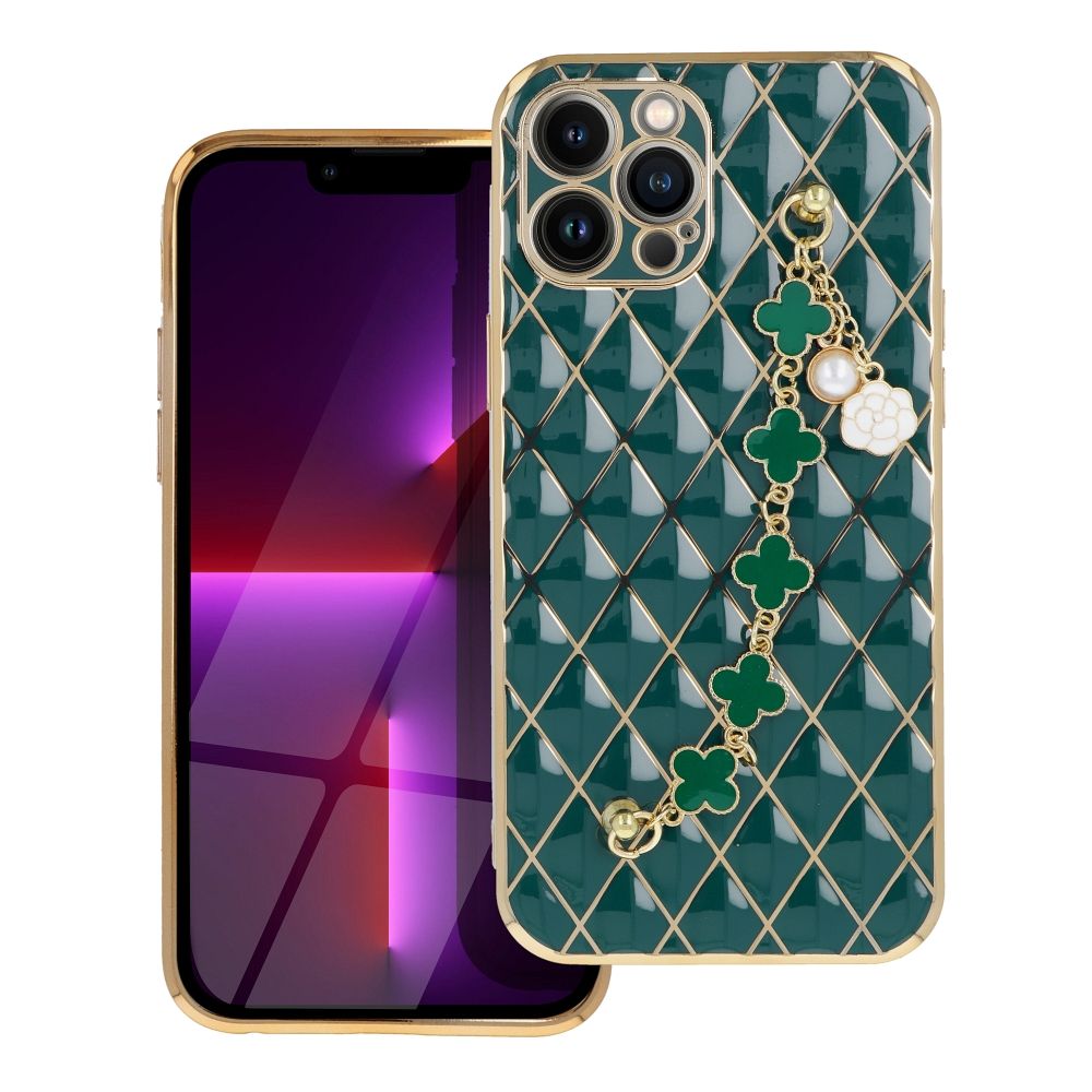 Pokrowiec etui silikonowe z acuszkiem Glamour zielone APPLE iPhone 12 Pro Max