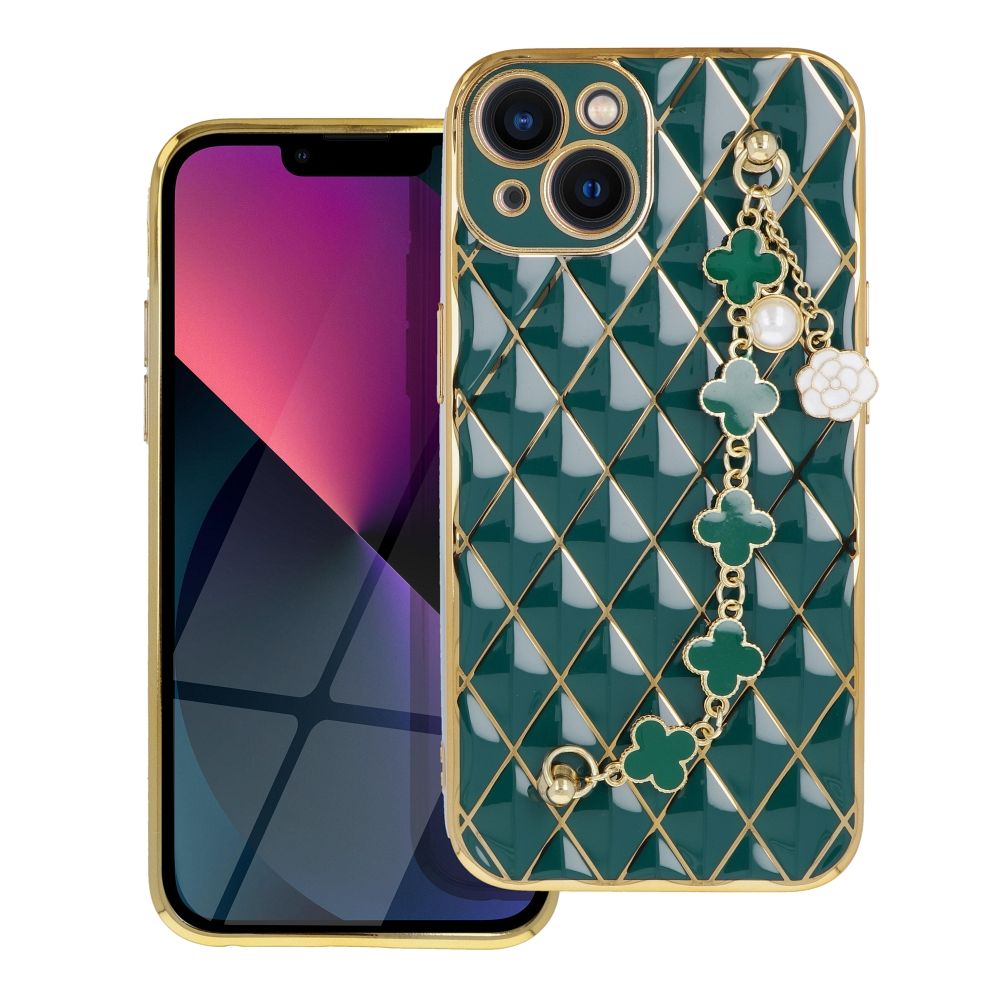 Pokrowiec etui silikonowe z acuszkiem Glamour zielone APPLE iPhone 13