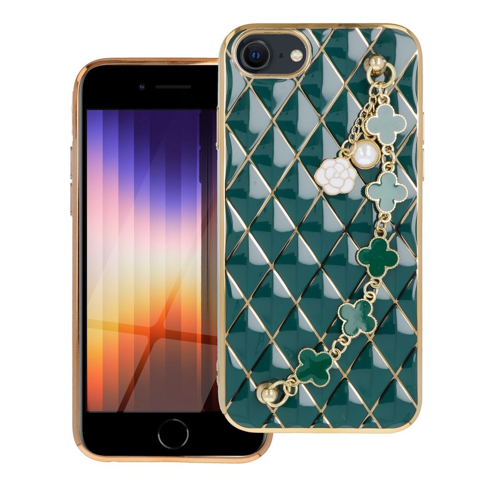 Pokrowiec etui silikonowe z acuszkiem Glamour zielone APPLE iPhone SE 2022