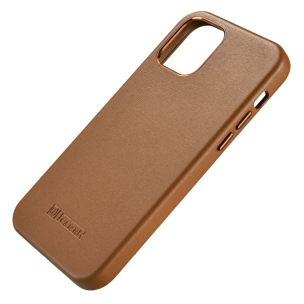Pokrowiec etui skrzane iCarer Case Leather brzowe APPLE iPhone 12 Mini / 6