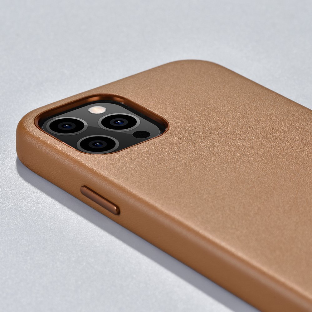 Pokrowiec etui skrzane iCarer Case Leather brzowe APPLE iPhone 12 Pro Max / 10