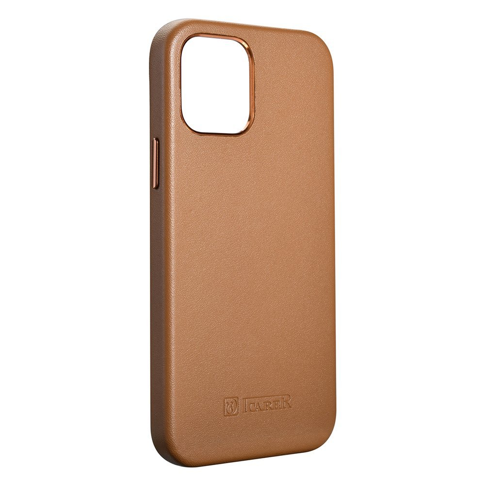 Pokrowiec etui skrzane iCarer Case Leather brzowe APPLE iPhone 12 Pro Max / 5