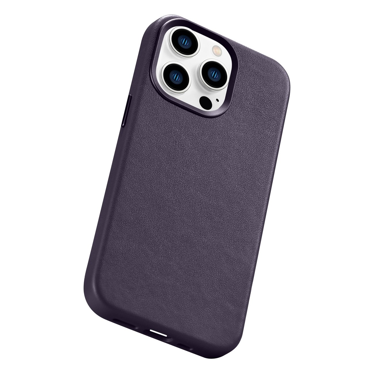 Pokrowiec etui skrzane iCarer Case Leather ciemnofioletowe APPLE iPhone 14 Pro / 12