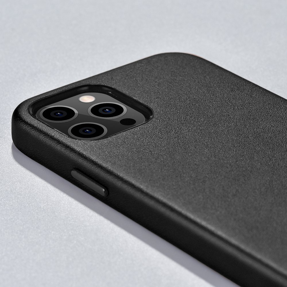 Pokrowiec etui skrzane iCarer Case Leather czarne APPLE iPhone 12 Mini / 10