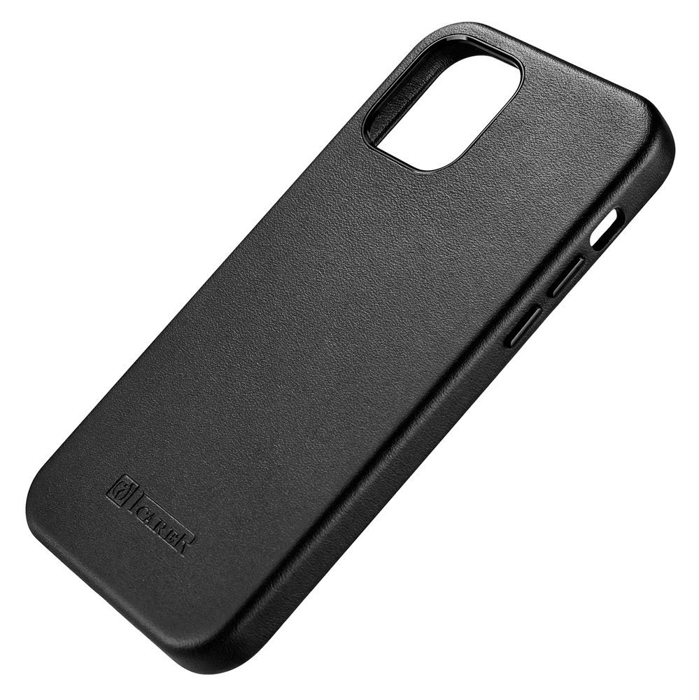 Pokrowiec etui skrzane iCarer Case Leather czarne APPLE iPhone 12 Mini / 3