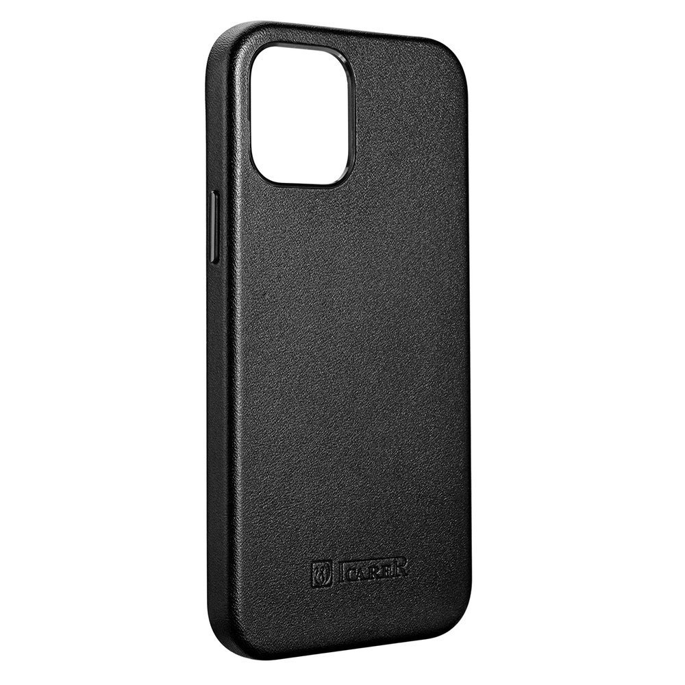 Pokrowiec etui skrzane iCarer Case Leather czarne APPLE iPhone 12 Mini / 5