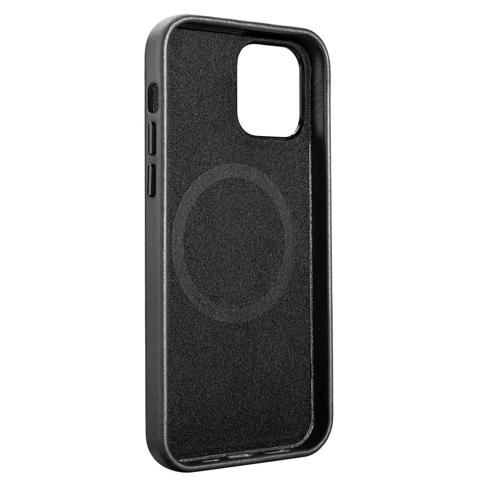 Pokrowiec etui skrzane iCarer Case Leather czarne APPLE iPhone 12 Mini / 6