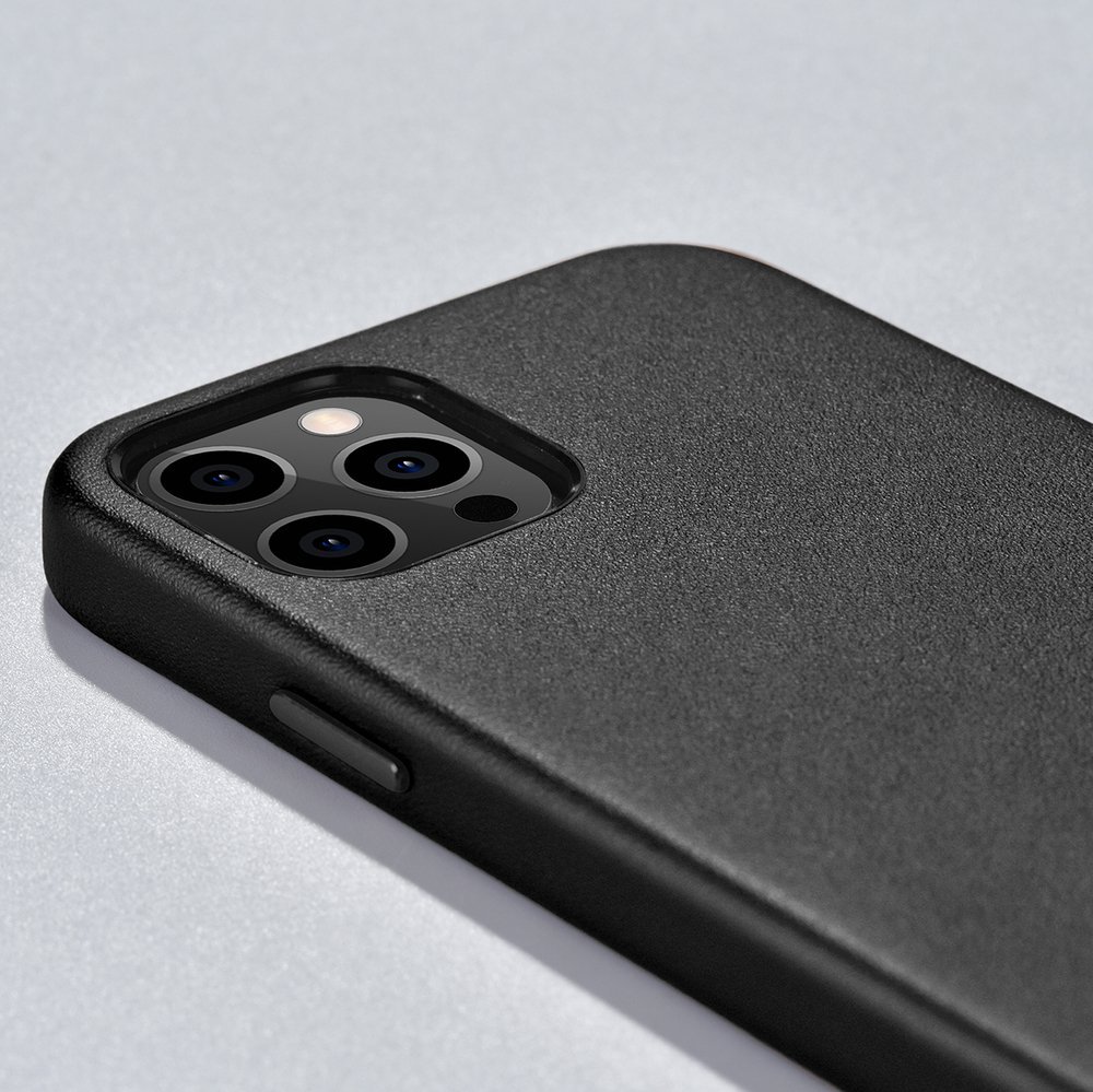 Pokrowiec etui skrzane iCarer Case Leather czarne APPLE iPhone 12 Pro Max / 10