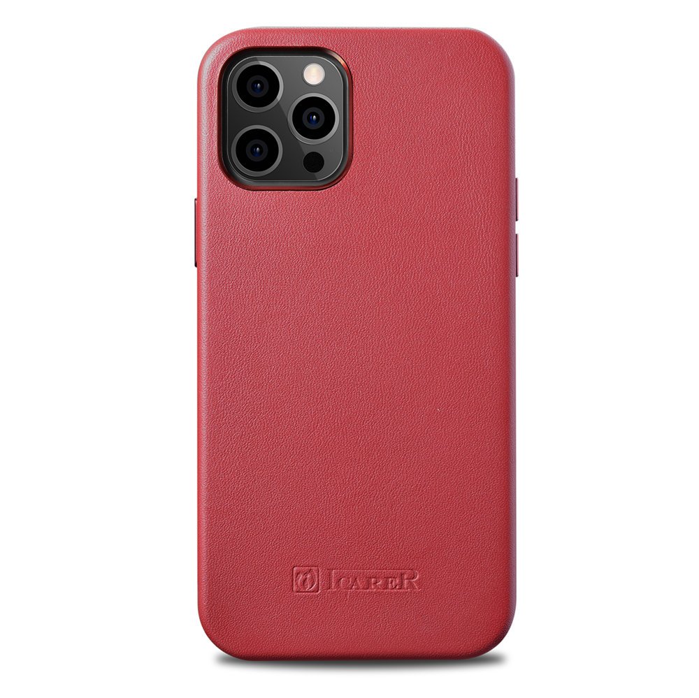 Pokrowiec etui skrzane iCarer Case Leather czerwone APPLE iPhone 12
