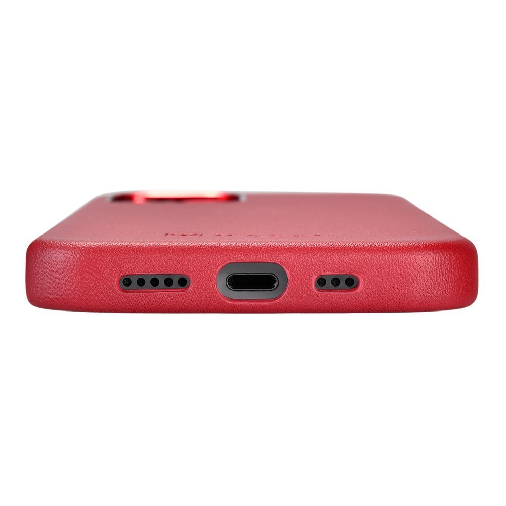 Pokrowiec etui skrzane iCarer Case Leather czerwone APPLE iPhone 12 / 5