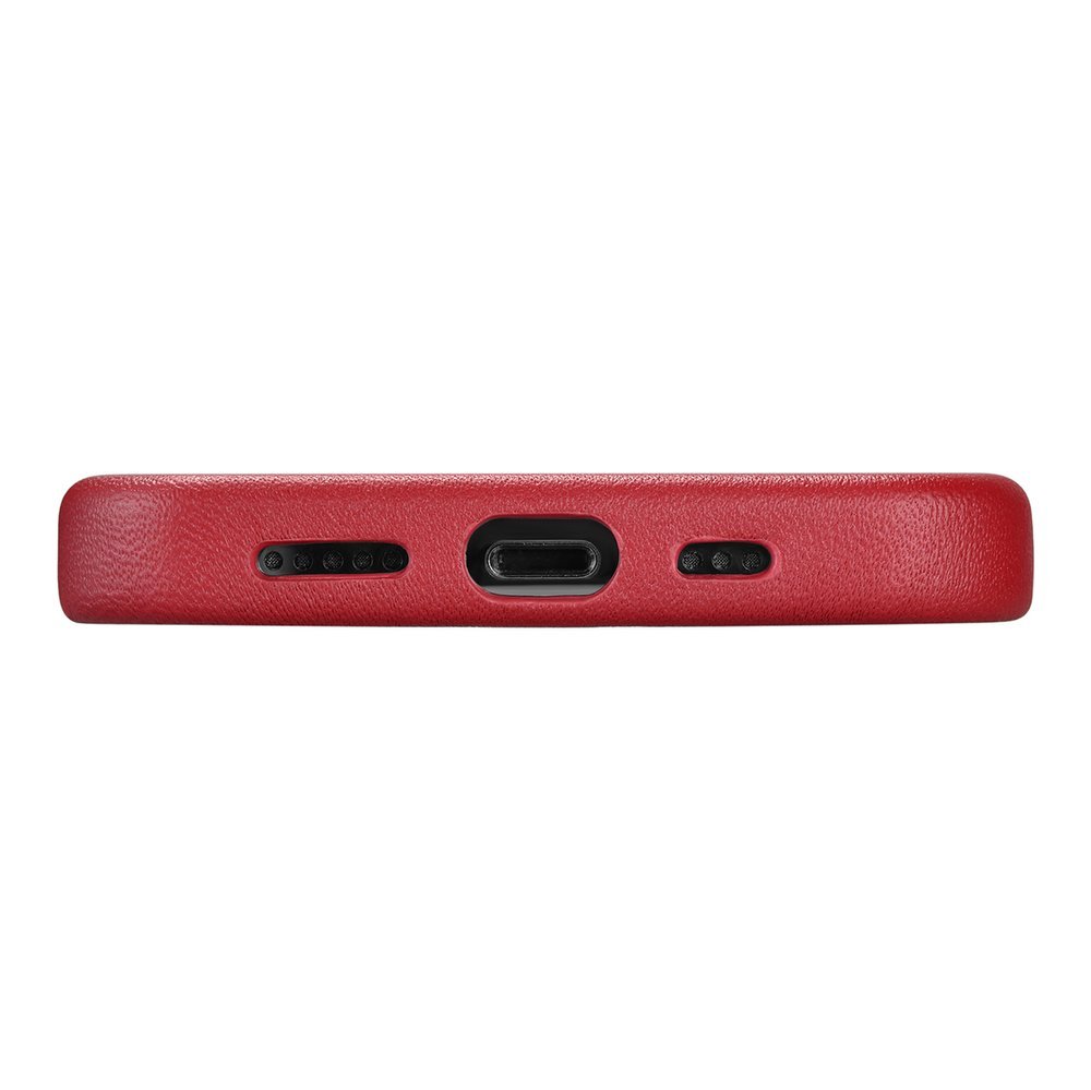Pokrowiec etui skrzane iCarer Case Leather czerwone APPLE iPhone 12 / 6