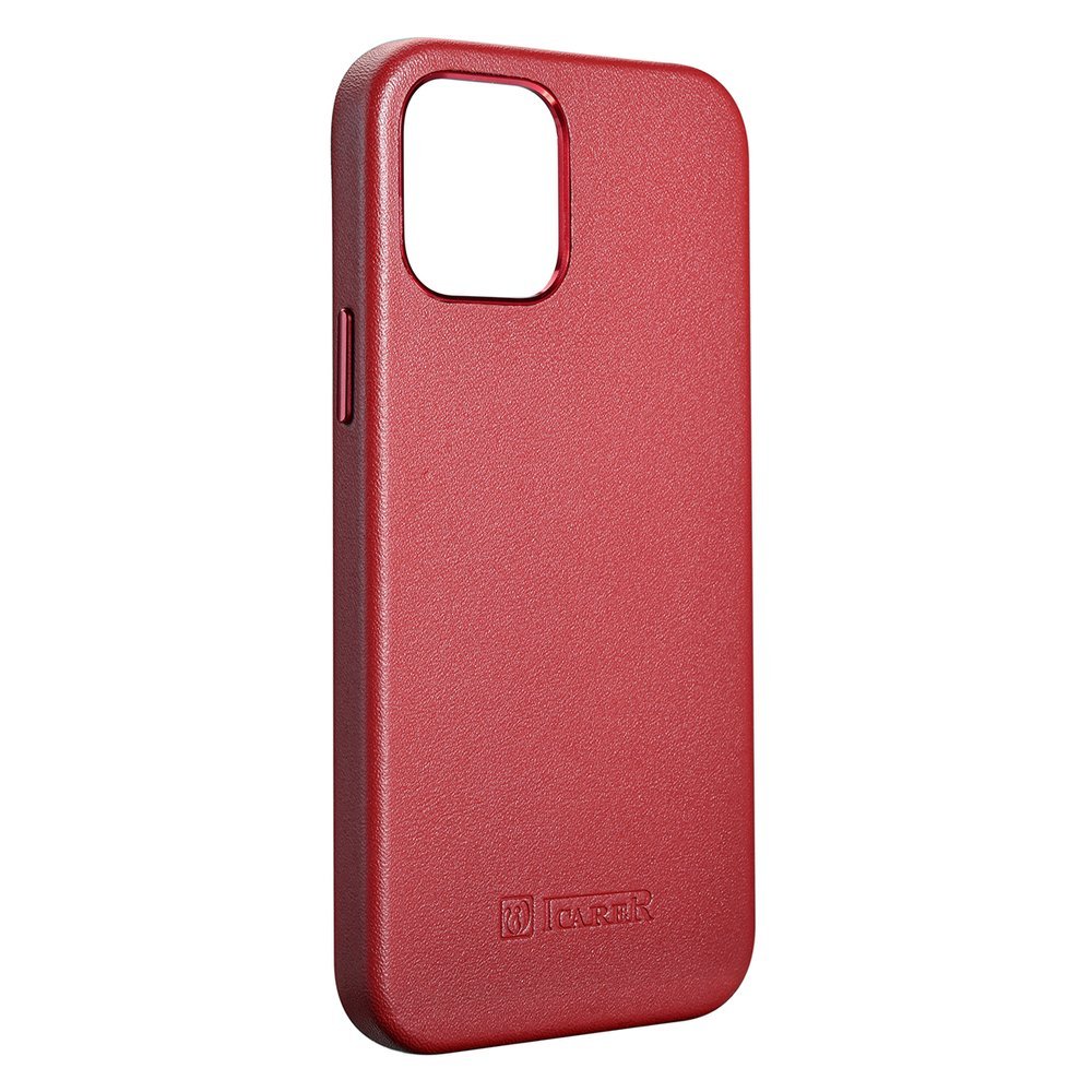 Pokrowiec etui skrzane iCarer Case Leather czerwone APPLE iPhone 12 / 7