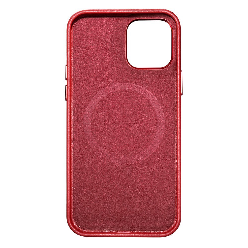 Pokrowiec etui skrzane iCarer Case Leather czerwone APPLE iPhone 12 / 8