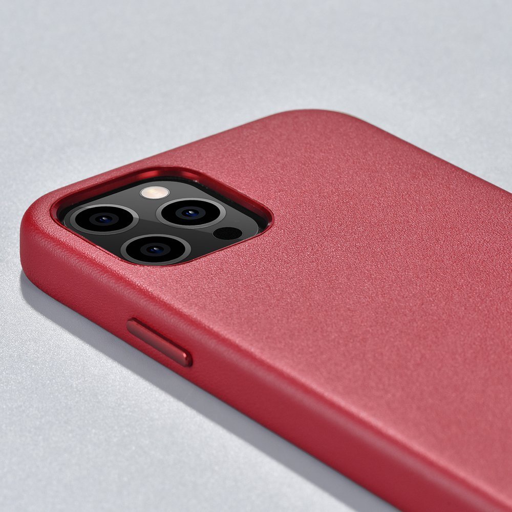 Pokrowiec etui skrzane iCarer Case Leather czerwone APPLE iPhone 12 Mini / 10