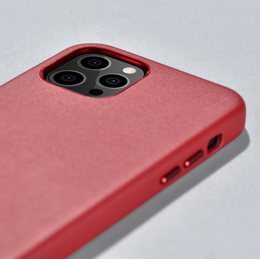 Pokrowiec etui skrzane iCarer Case Leather czerwone APPLE iPhone 12 Mini / 12