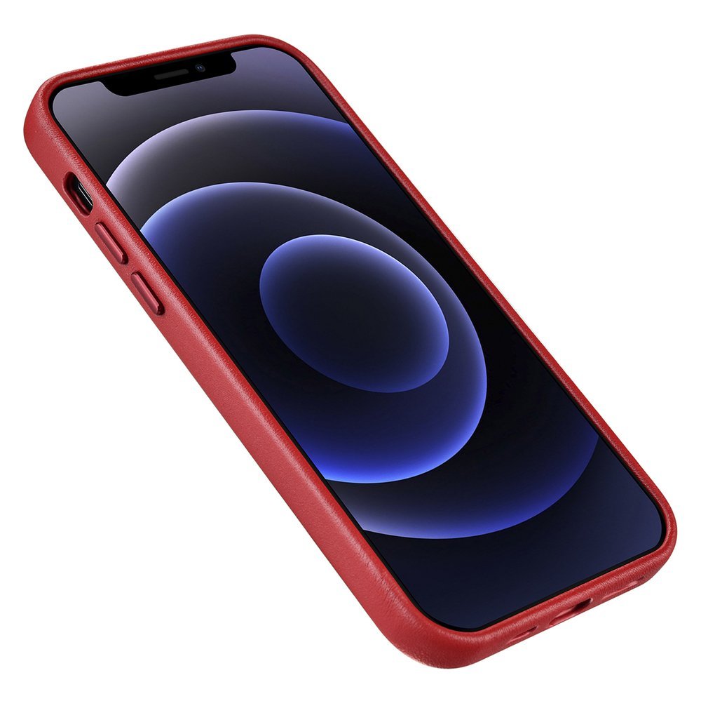 Pokrowiec etui skrzane iCarer Case Leather czerwone APPLE iPhone 12 Mini / 4