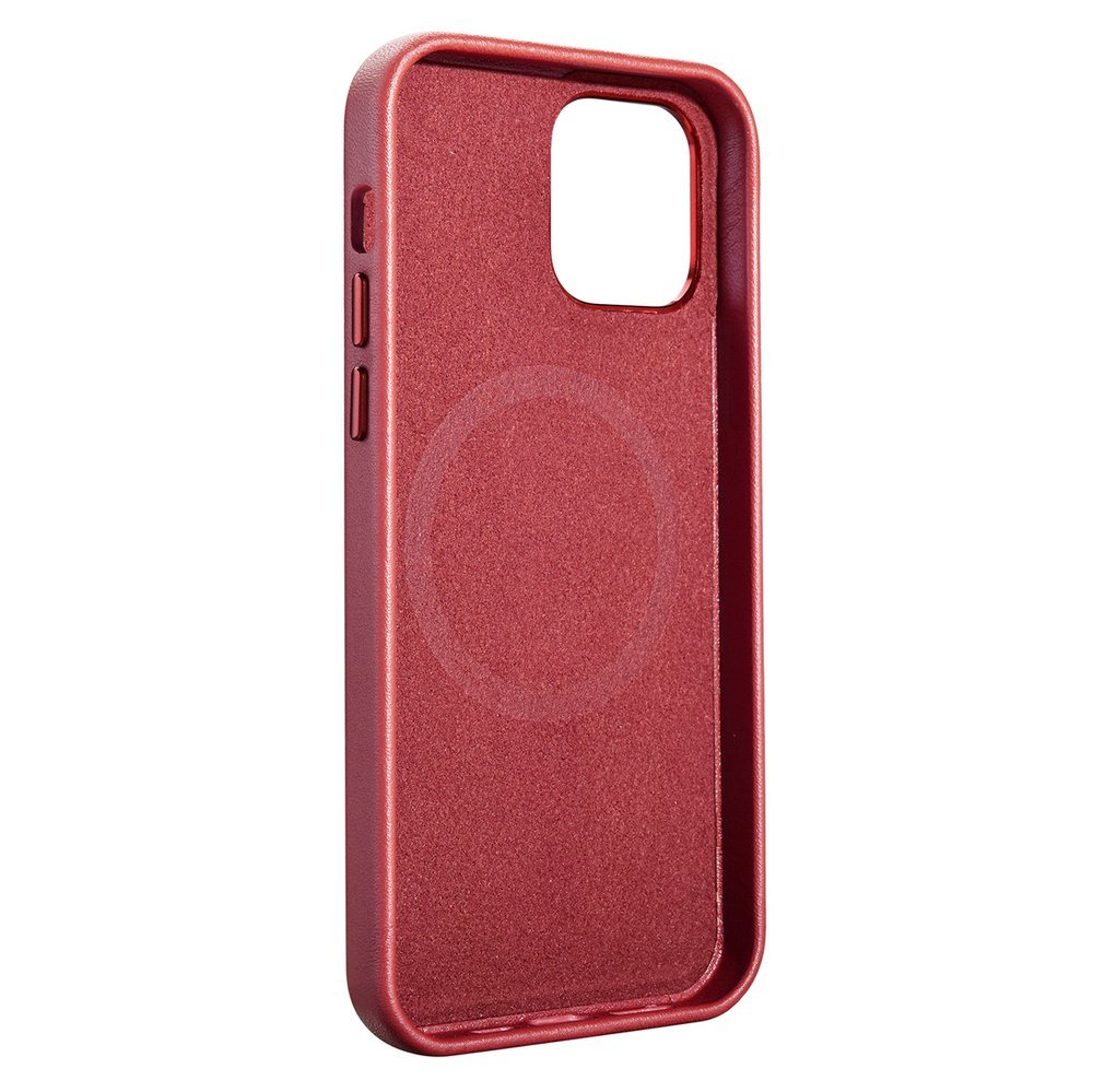 Pokrowiec etui skrzane iCarer Case Leather czerwone APPLE iPhone 12 Mini / 7