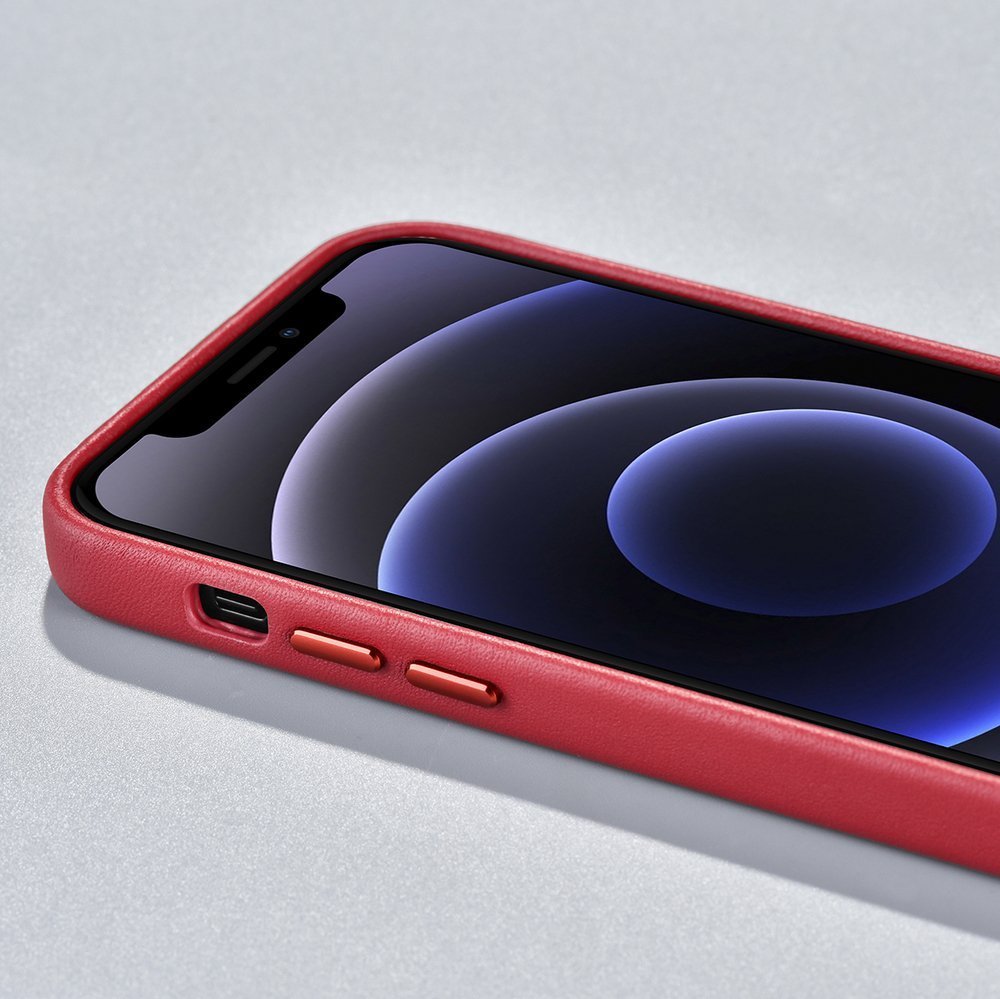 Pokrowiec etui skrzane iCarer Case Leather czerwone APPLE iPhone 12 Pro Max / 11