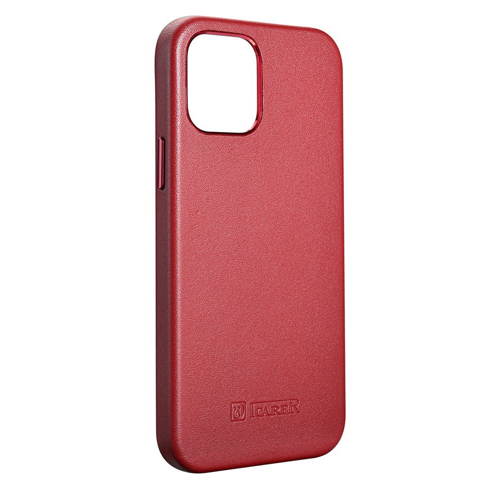 Pokrowiec etui skrzane iCarer Case Leather czerwone APPLE iPhone 12 Pro Max / 5