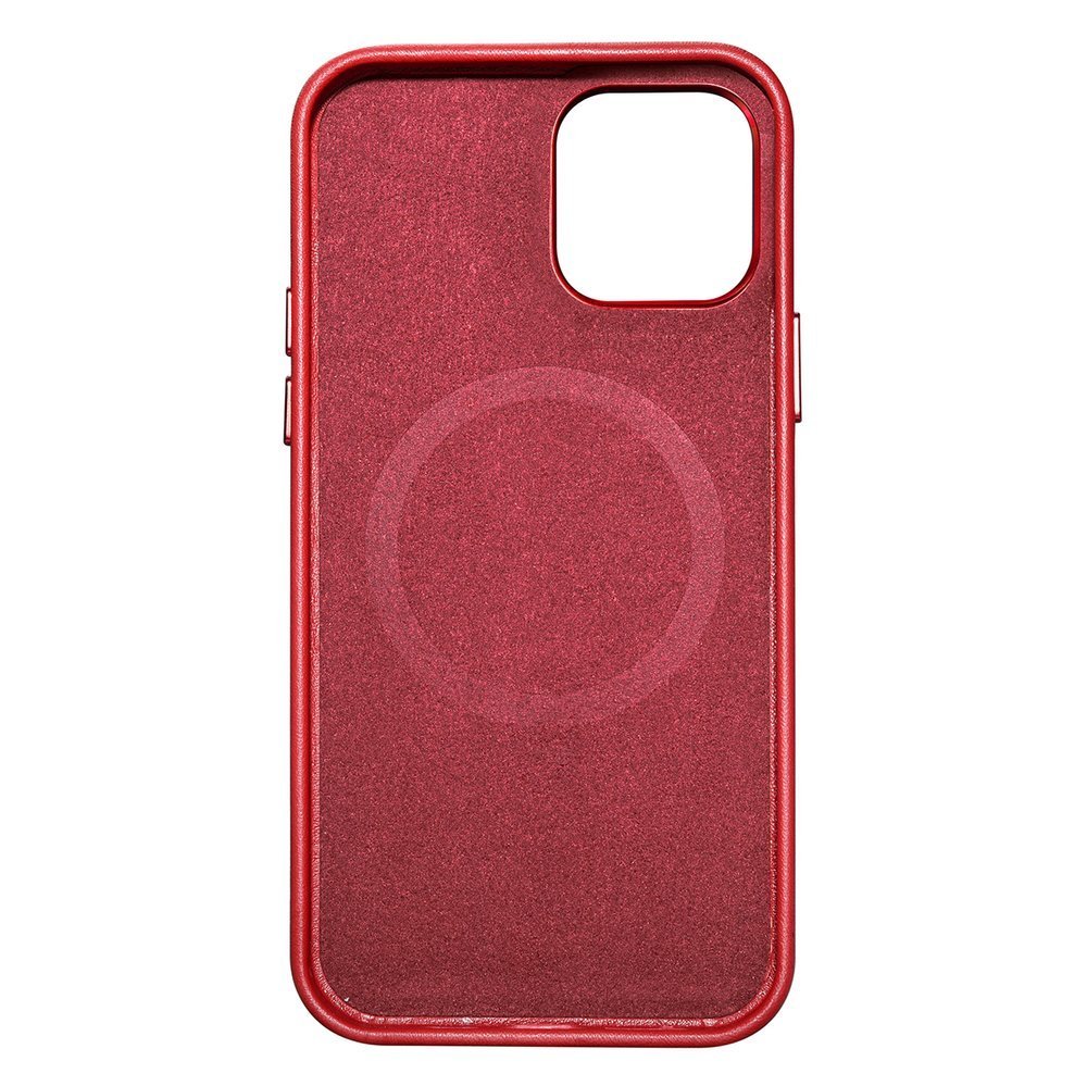 Pokrowiec etui skrzane iCarer Case Leather czerwone APPLE iPhone 12 Pro Max / 6