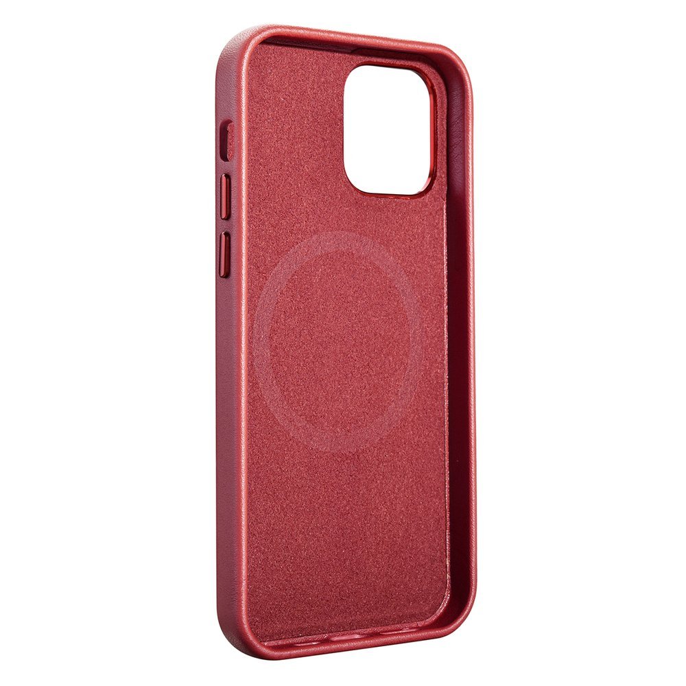 Pokrowiec etui skrzane iCarer Case Leather czerwone APPLE iPhone 12 Pro Max / 7