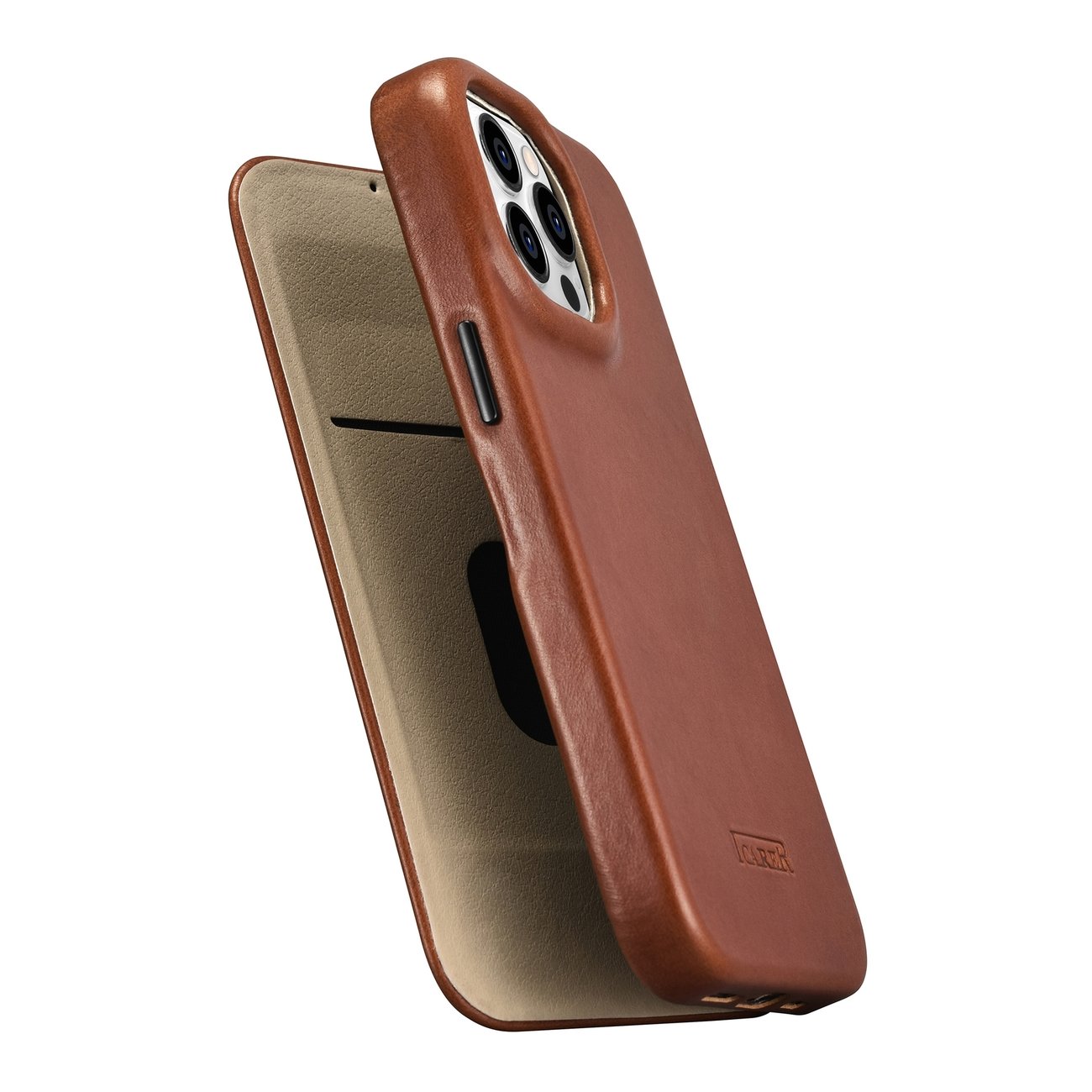 Pokrowiec etui skrzane z klapk iCarer CE Oil Wax Premium Leather Folio Case brzowe APPLE iPhone 14 Pro Max / 10