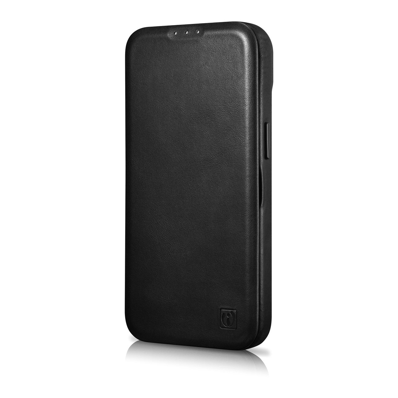 Pokrowiec etui skrzane z klapk iCarer CE Oil Wax Premium Leather Folio Case czarne APPLE iPhone 14 / 5