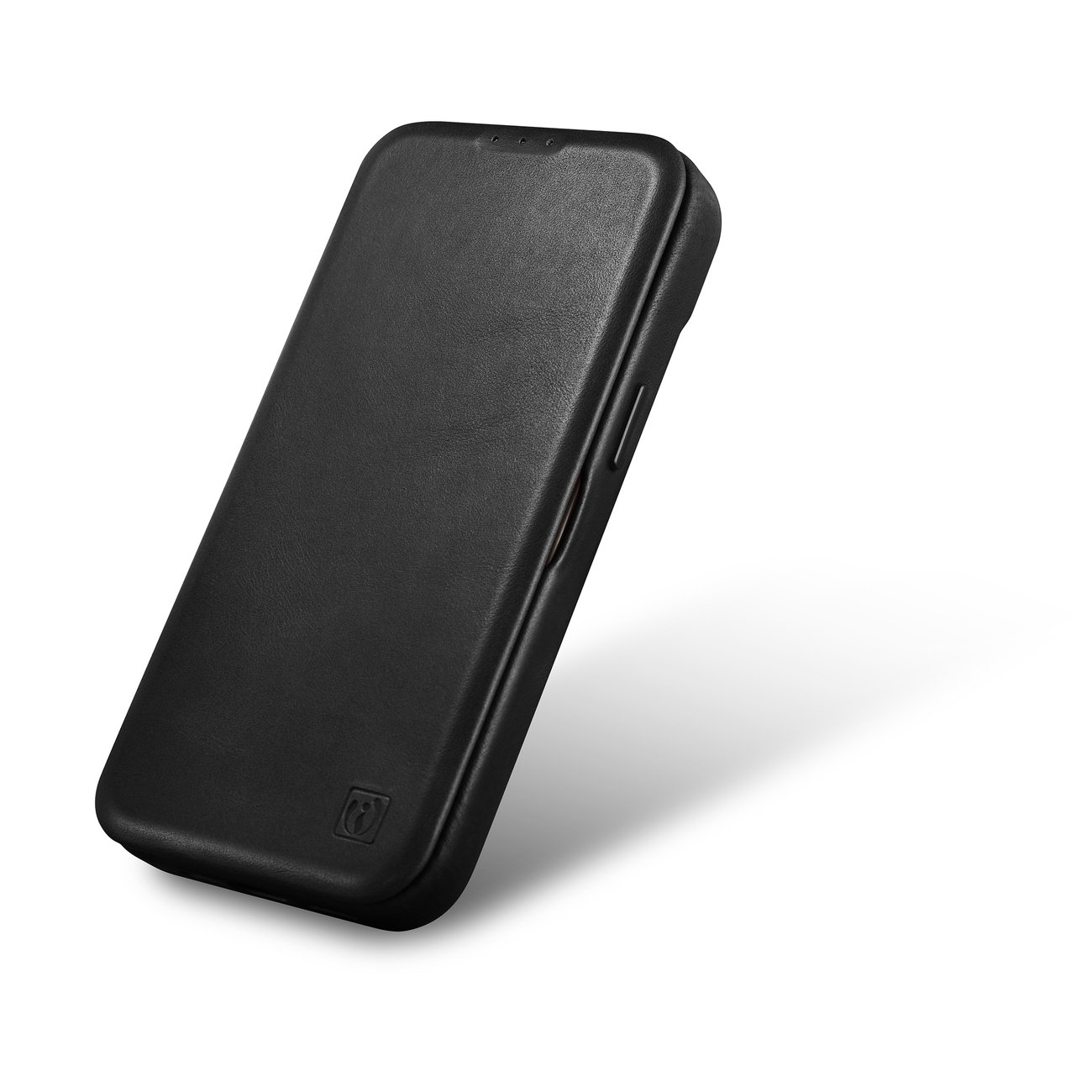 Pokrowiec etui skrzane z klapk iCarer CE Oil Wax Premium Leather Folio Case czarne APPLE iPhone 14 / 6