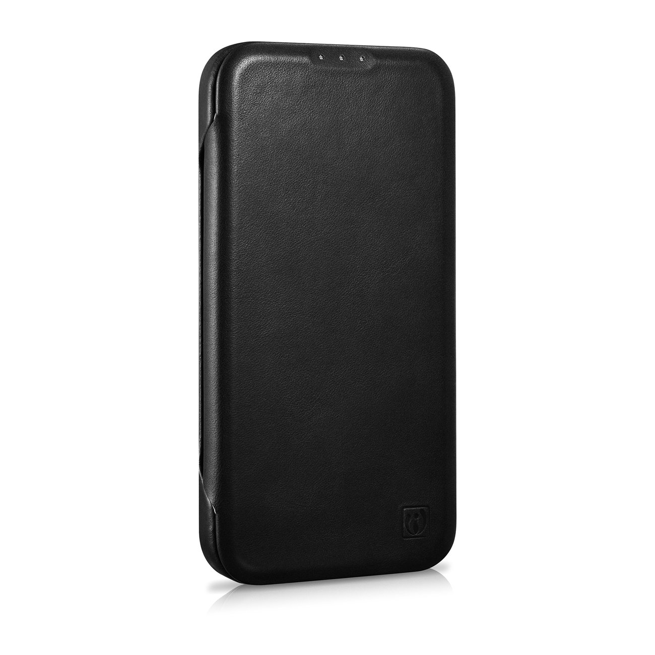 Pokrowiec etui skrzane z klapk iCarer CE Oil Wax Premium Leather Folio Case czarne APPLE iPhone 14 Plus / 5
