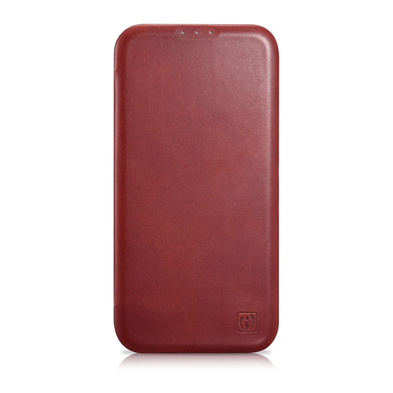 Pokrowiec etui skrzane z klapk iCarer CE Oil Wax Premium Leather Folio Case czerwone APPLE iPhone 14 / 2