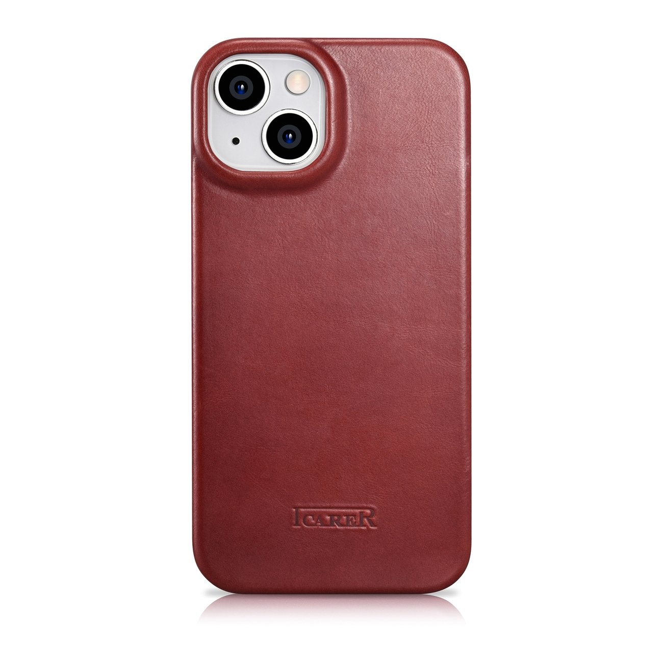 Pokrowiec etui skrzane z klapk iCarer CE Oil Wax Premium Leather Folio Case czerwone APPLE iPhone 14 / 3